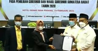 KPU Tetapkan Mahyeldi-Audy Pemenang Pilgub Sumbar 2020