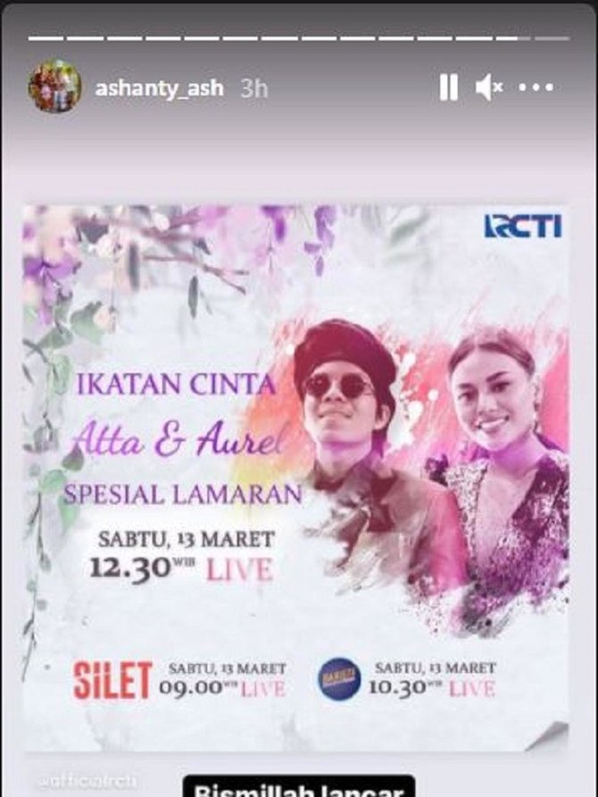 Acara Lamaran Atta Halilintar dan Aurel Disiarkan Live di TV