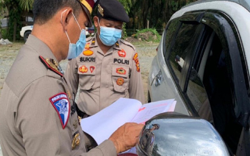 Cegah Penyebaran Covid, Polres Inhil Lakukan Penyekatan Mudik Perbatasan Riau-Jambi