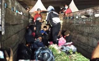 Para Pemudik Ini Diamankan Polisi Ketahuan Numpang Truk Sayur