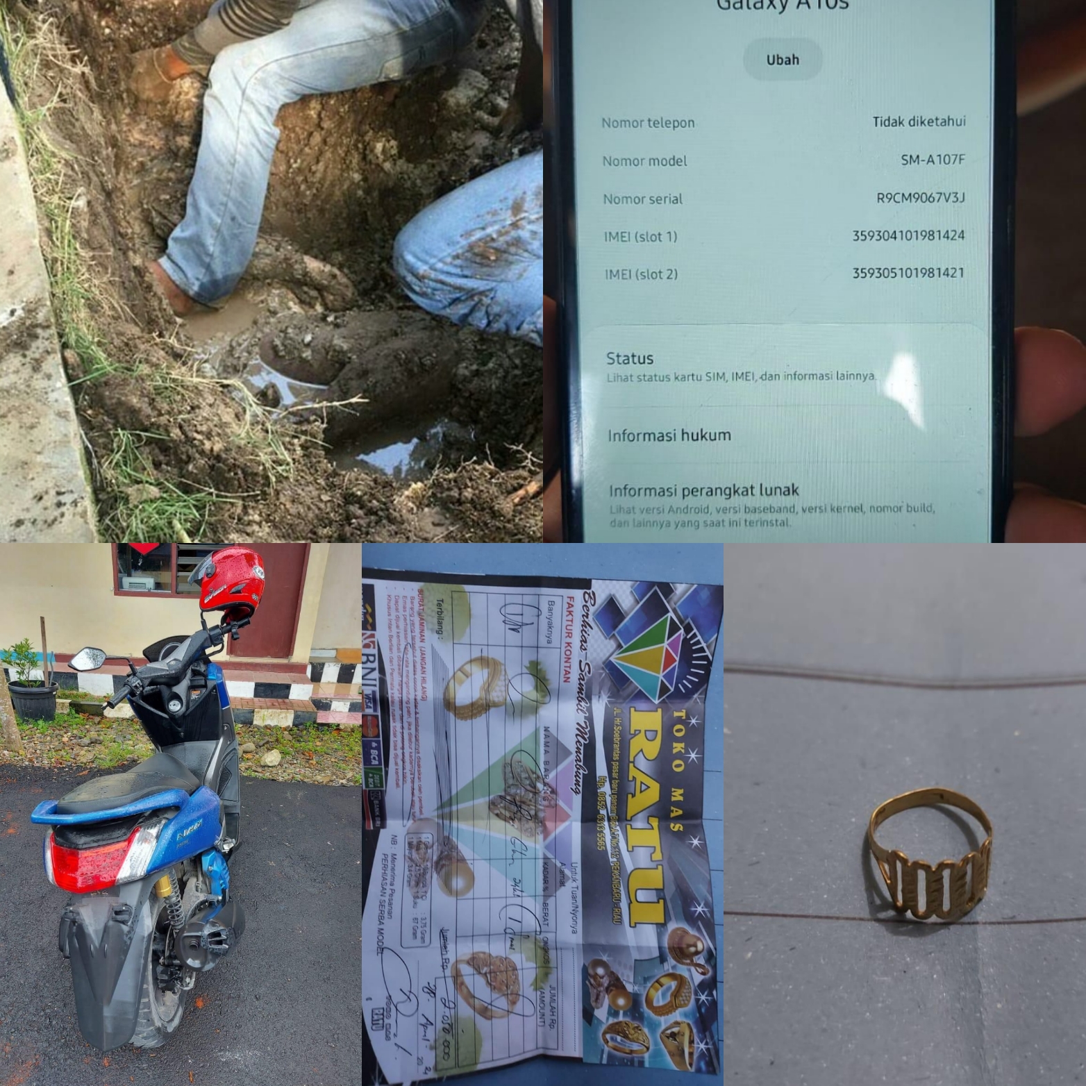 Polisi Amankan Motor & Cincin Emas Korban Pembunuhan Dalam Septic Tank