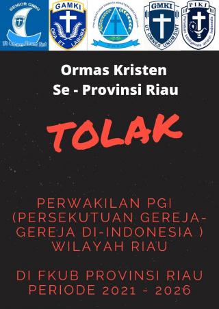 Ormas Kristen se-Riau Tolak Perwakilan PGI di FKUB Riau