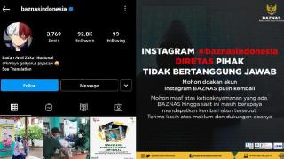 Akun Instagram Baznas RI Diretas, Tampilkan Foto-foto Wanita