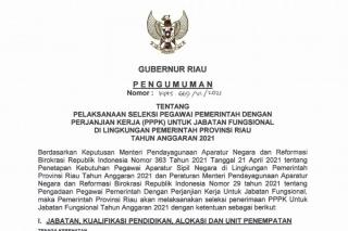 Pengumuman Pendaftaran dan Formasi CPNS Riau Sudah Bisa Diakses melalui bkd.riau.go.id