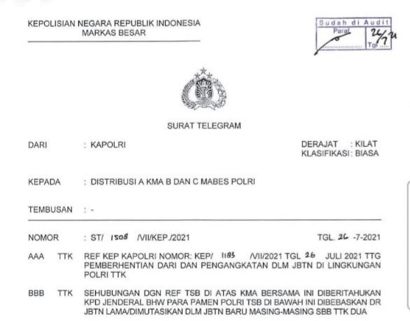 Mutasi Polri, 7 Kapolres di Riau Berganti, ini dia Namanya