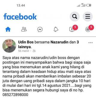 Sayembara Anak Hilang di Kampar Janjikan Rp 20 Juta Bagi yang Menemukan