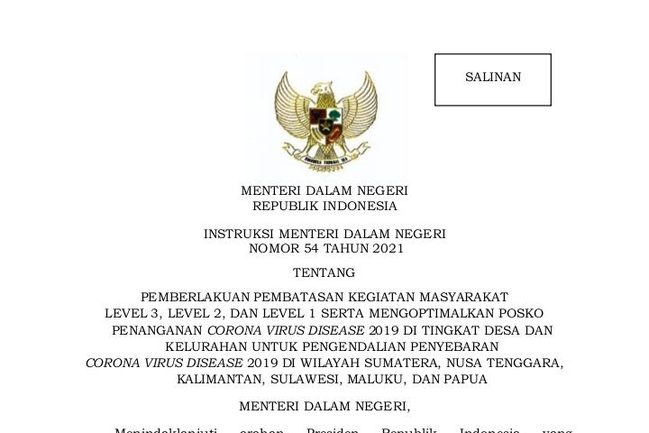 Tito Karnavian Terbitkan Inmendagri 54 Tahun 2021, Ini Isinya