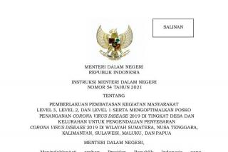 Tito Karnavian Terbitkan Inmendagri 54 Tahun 2021, Ini Isinya