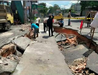Dinas PUPR Pekanbaru Perbaiki Jalan Lobak yang Amblas