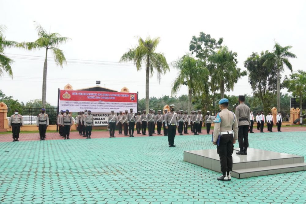 Polres Siak Laksanakan Apel Gelar Pasukan Oprasi Zebra Lancang Kuning 2021