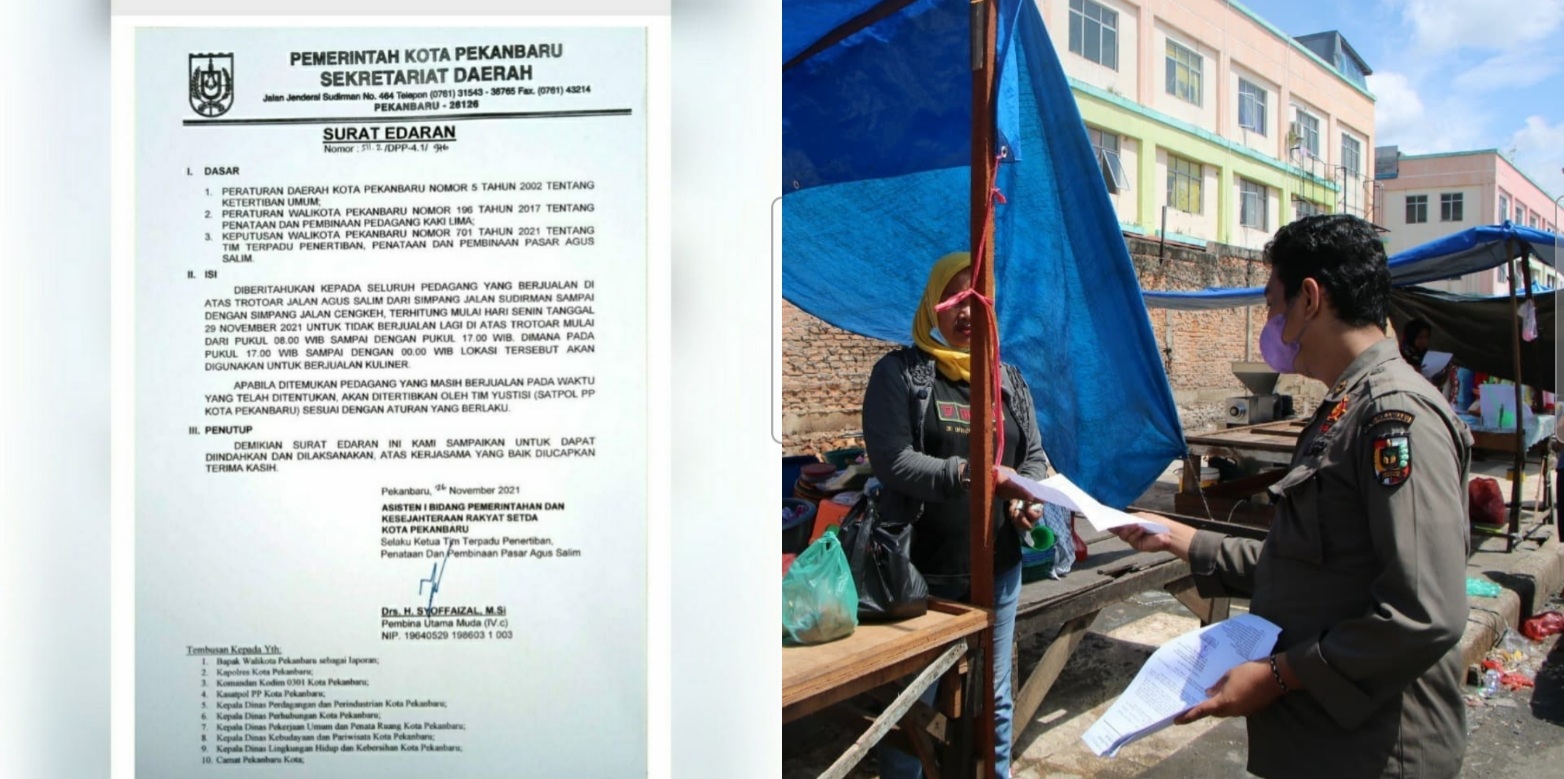 Surat Edaran Ini Minta Pedagang Agus Salim Pekanbaru 