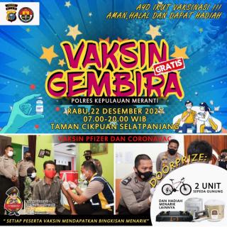 Gebyar Vaksinasi Gembira, Polres Meranti Siapkan Doorprize 2 Unit Sepeda Gunung