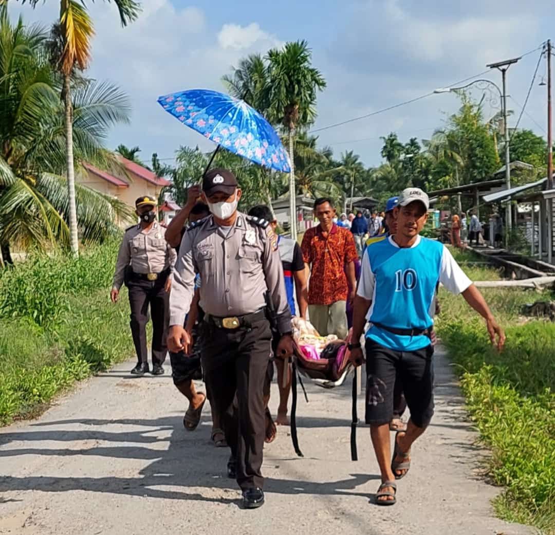 Polisi Enok Tembilahan Riau, Evakuasi Induk Naga Ke Rumah Sakit