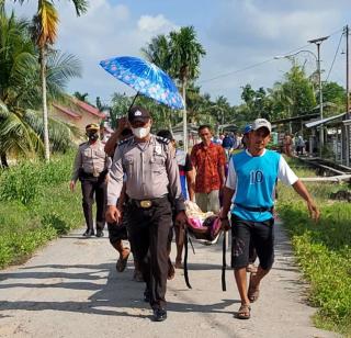 Polisi Enok Tembilahan Riau, Evakuasi Induk Naga Ke Rumah Sakit