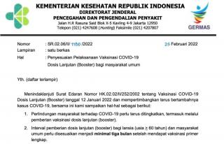 Kemenkes: Vaksinasi Booster Dapat Dilakukan Setelah Tiga Bulan Dosis Kedua