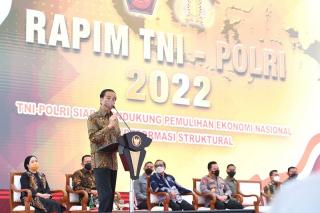 Presiden Jokowi Hadiri Rapim TNI-Polri Tahun 2022, Ini Pesannya