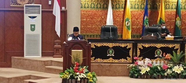 DPRD Riau Gelar Paripurna Jawaban Pemerintah Tentang Pandangan Umum Fraksi Terhadap LKPj Pemprov Tahun 2021