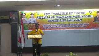 Hadiri Rakor Penanganan Konflik Sosial, Staf Ahli Gubri Tegaskan Pentingnya Sinergitas