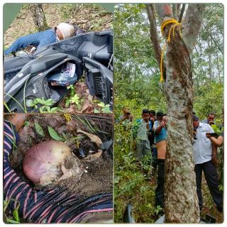Kepala Berbentuk Tengkorak di Rohil Tergeletak di Samping Motor