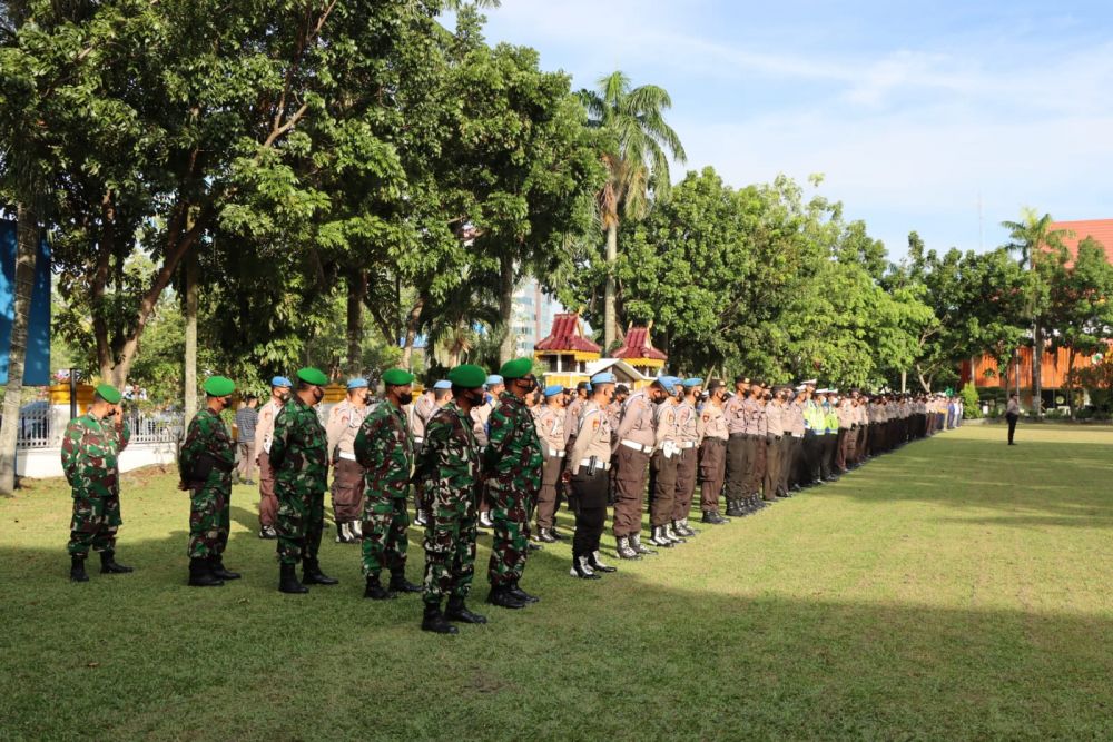Polresta Pekanbaru Gelar Apel Kesiapan Pengamanan Malam Takbiran Idul Adha 1443 H