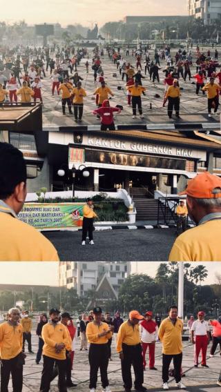 Sempena HUT 60 PWRI Riau, Asisten I Setdaprov Ikuti Senam Jantung Sehat