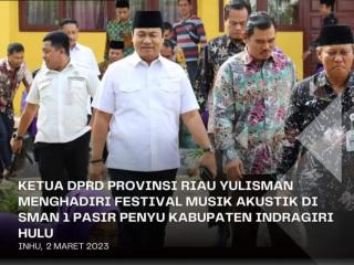 Ketua DPRD Riau Hadiri Acara Festival Musik SMA Negeri 1 Pasir Penyu
