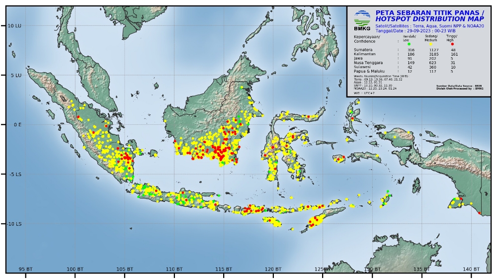 BMKG: 1.492 Titik Panas Terdeteksi di Sumatera, Terbanyak Sumsel 1.117