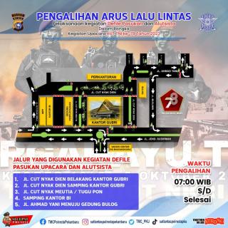 Satlantas Pekanbaru Alihkan Arus Lalu Lintas di Lokasi Perayaan HUT ke-78 TNI