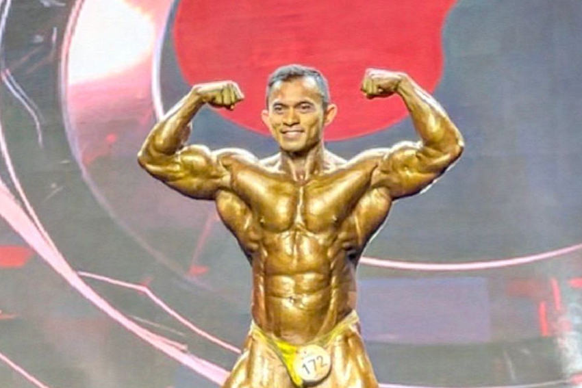 Binaragawan Riau Diding Grimon Juara Dunia Binaraga di Pentas 14th WBPF Korsel