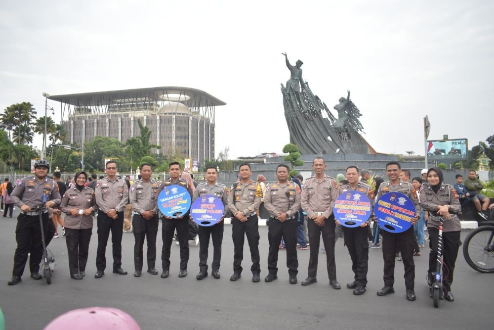Car Free Day Pekanbaru, Polisi ajak Masyarakat Ciptakan Pemilu Damai