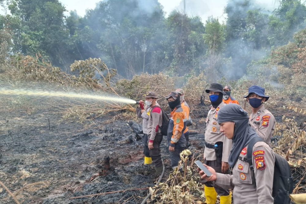 Tak Kenal Waktu, Tim Gabungan Padamkan 10 Hektare Lahan Terbakar di Inhu