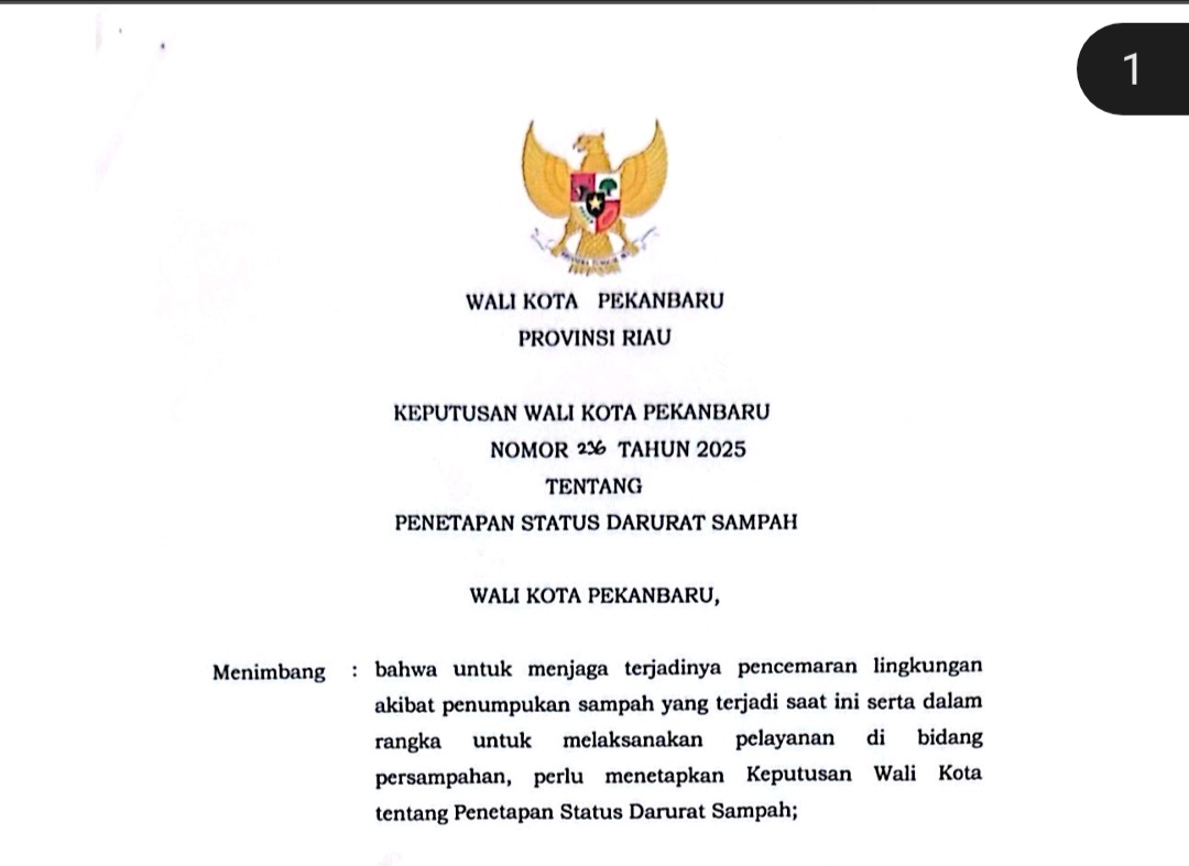 Pj Walikota Pekanbaru Roni Rakhmat Tetapkan Status Darurat Sampah 