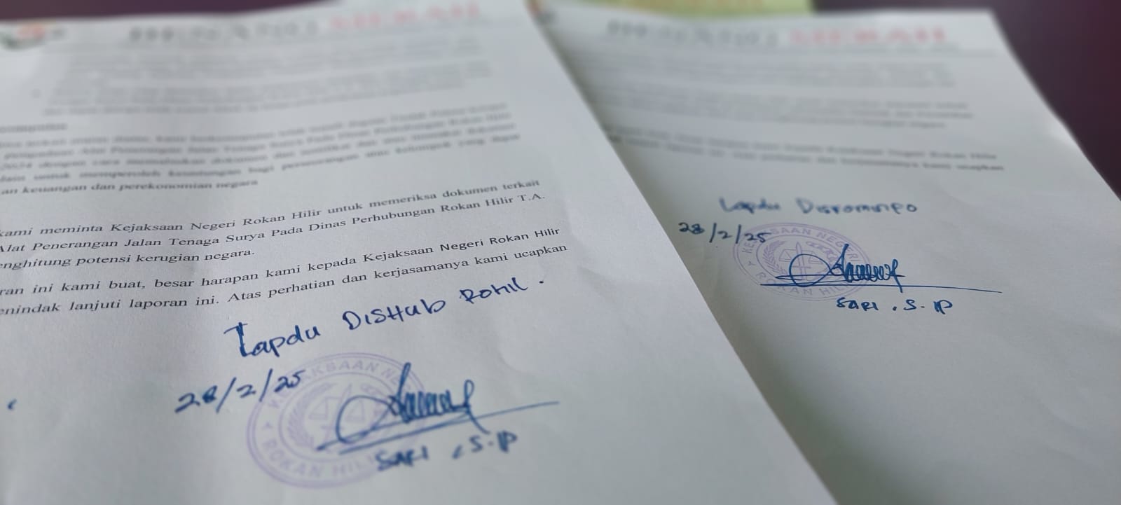 Dugaan Korupsi di Dishub dan Diskominfo Rohil Resmi Dilaporkan ke Kejari