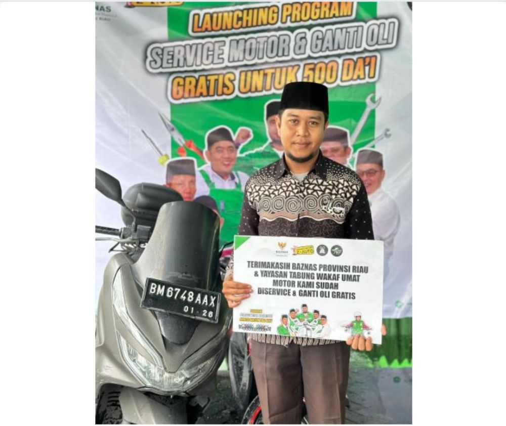 Dukung Dakwah Ramadan, Baznas Riau Berikan Servis Motor Gratis untuk 500 Da