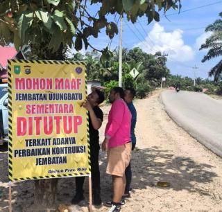 Mulai Diperbaiki, Jembatan Sungai Rokan di Rohul Ditutup