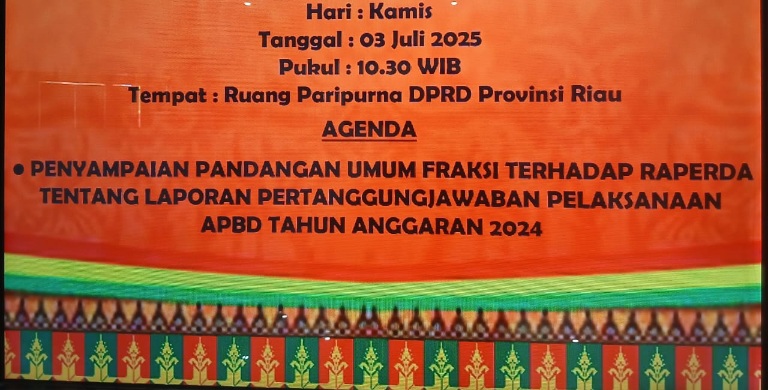 DPRD Riau Sampaikan Sikap Fraksi Terkait Pandangan LKPJ Gubernur