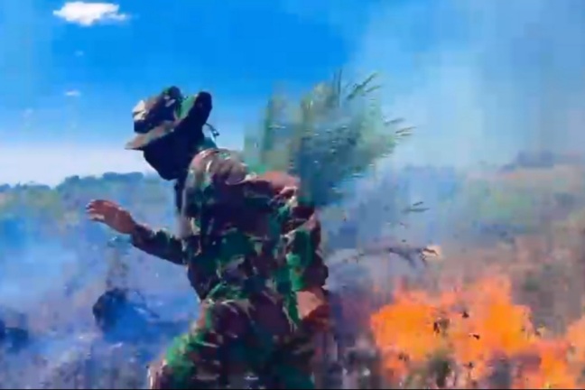 Detik-detik Mencekam: Prajurit TNI Nyaris Terkepung Api Karhutla di Rokan Hilir