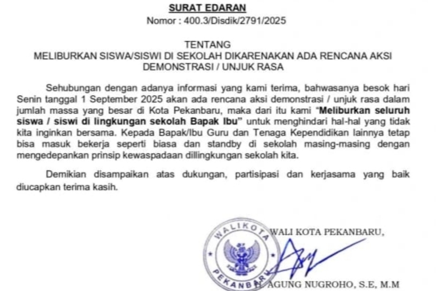 Cek Fakta: Hoaks Sekolah Diliburkan di Pekanbaru