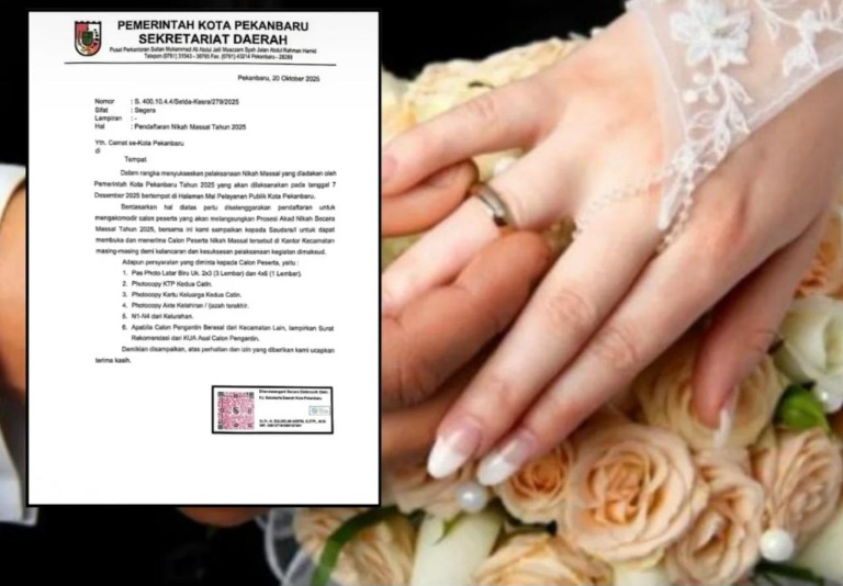 Nikah Massal Gratis di Pekanbaru Sudah Didaftar 43 Calon Pengantin