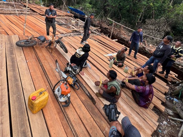 Polres Inhil Tetapkan Enam Warga Simpang Gaung Tersangka Illegal Logging