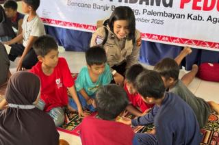 Trauma Healing untuk Generasi Penerus: Polwan Hadir Dampingi Anak Korban Bencana Agam