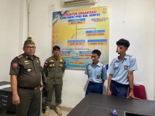 Empat Pelajar Bolos Diamankan Satpol PP Kampar Saat Patroli Rutin