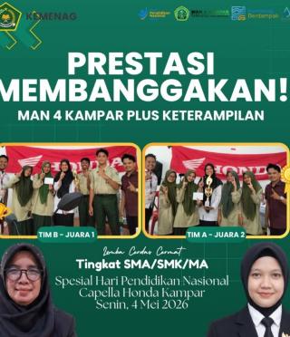 MAN 4 Kampar Sapu Bersih Juara LCC Hardiknas 2026, Borong Posisi 1 dan 2