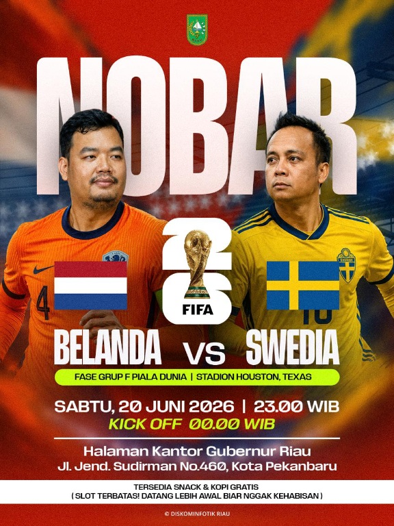 Nobar Piala Dunia 2026 di Kantor Gubernur Riau, Ada Snack dan Kopi Gratis untuk Warga!