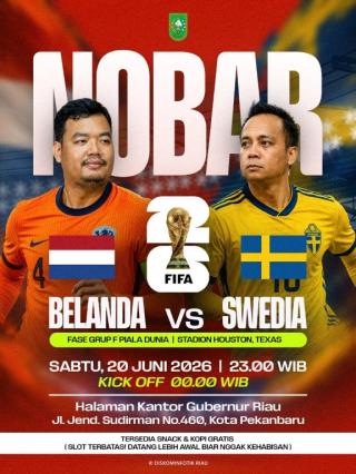 Nobar Piala Dunia 2026 di Kantor Gubernur Riau, Ada Snack dan Kopi Gratis untuk Warga!