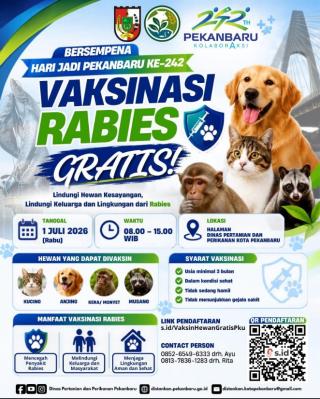 Pemko Pekanbaru Gelar Vaksinasi Rabies Gratis, ini Jadwal dan Lokasinya!